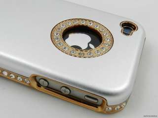   Crystal Rhinestone Case Cover for Apple iPhone 4S 4 Silver gold  