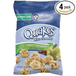 Quaker Quakes Rice Snacks, Apple Cinnamon, 8 Count Packages (Pack of 4 
