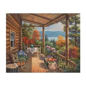  Log Cabin Covered Porch Giclee Poster Print by Sung Kim 