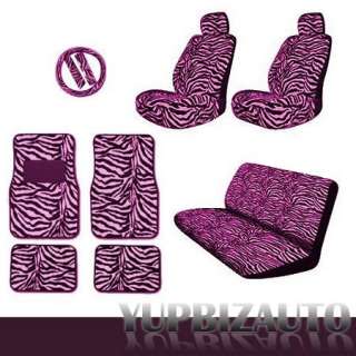 15 pieces Complete Safari Pink Zebra Car Seat Covers, Rear Bench Cover 