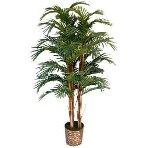   Foot Tall High End Realistic Silk Palm Tree with Wicker Basket Planter