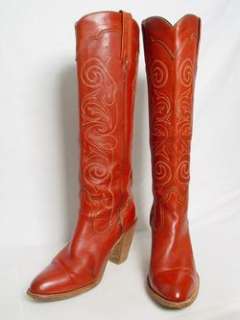   FRYE Brown Leather Western Tall Knee High Stack Heel Boots 9 B  