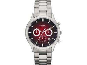   Fossil Unisex FS4675 Silver Stainless Steel Quartz Watch with Red Dial