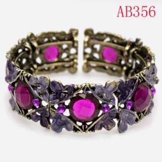 Vogue Rhinestone Crystal Copper Bangle Bracelet AB356  