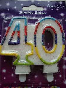 AGE 40 CANDLE 40th Birthday Cake Candle double sided  