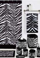 NEW Black and White Zebra Shower Curtain Rug Towels & Matching Bath 