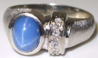 Mens 1.91ct Blue Star Sapphire & H VS1 Diamond Ring 14K  