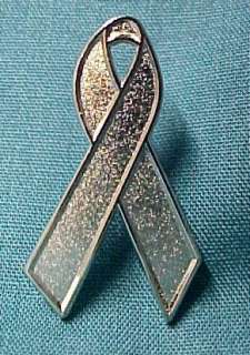Brain Cancer Silver Awareness Ribbon Lapel Pin Tac New  