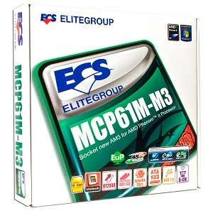 ECS MCP61M M3 NVIDIA GEFORCE 6150SE SOCKET AM3 MOTHERBOARD w/ VGA 