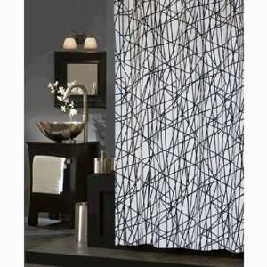    Abstract Black and White Fabric Shower Curtain