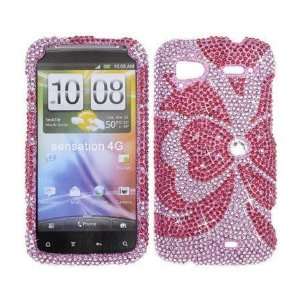  Pink BLING COVER CASE SKIN 4 HTC Sensation 4G Cell Phones 