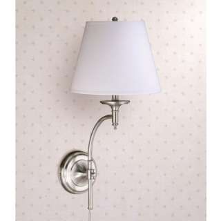 NEW 1 Light Plug In Candle Wall Sconce Lighting Fixture, Nickel, Linen 