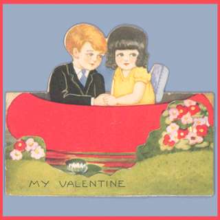 Valentine Card CANOE CARE FOR ME? 1931 LILY PAD Vintage  