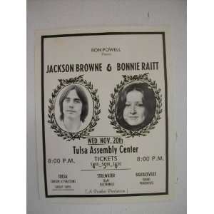  Jackson Browne w/ Bonnie Raitt Handbill Poster Tulsa 