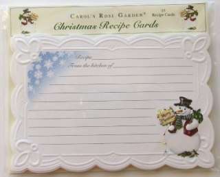 Carol Wilson Christmas Recipe Cards Lined 15 Ct. Pkg. Snowman 