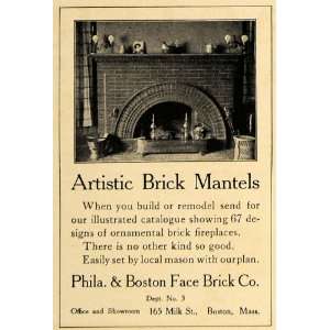  1907 Ad Artistic Brick Mantels Phila. Boston Face Brick 