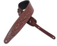 LEVYS 3in CARVING LEATHER STRAP PAISLEY PATTERN BRGDY  