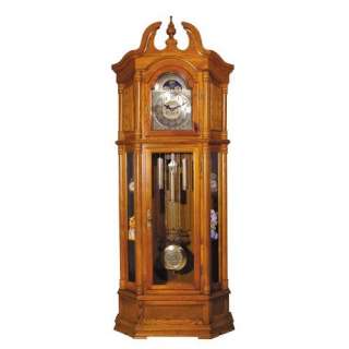 Rissa Traditional Oak Finish Curio Grandfather Clock  