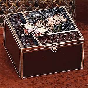  Butterfly Antique Brown Glass Jewelry Box Container Accessory 