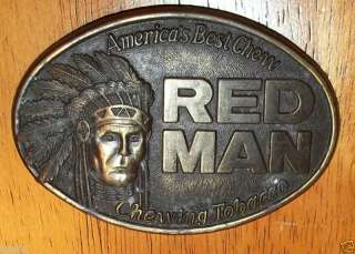 Red Man Chewing Tobacco Belt buckle metal 1988  