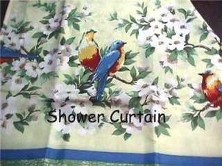   Blue Bird Bath Set Shower Curtain Hooks Towels & Accessory Set  