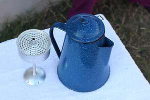 Cup Blue Enamel Coffee Percolator (Vintage)  