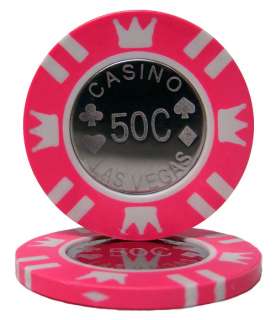 50 $5 Coin Inlay Poker Chips 15 Table Grams Clay  
