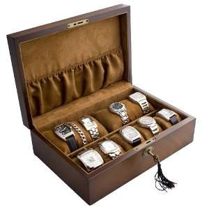 Watch Box Display Storage Case Chest With Solid Top Holds 10+ Watches 