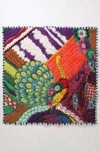 New Anthropologie Pavo Quilt Queen Collection Comforter Peacock Bird