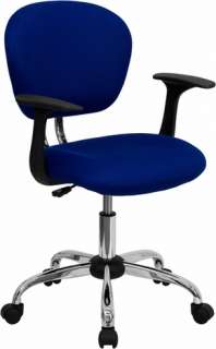 Blue Mesh Mid Back Office Computer Task Chair with Arms and Chrome 