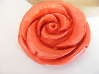 HANDCARVED ACRYLIC CORAL ROSE PENDANT BEAD  