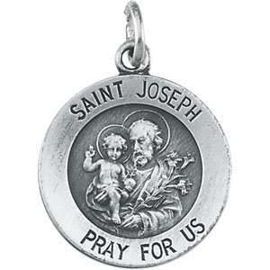    Sterling Silver 15.00 MM St. Joseph Medal W/ 18 Inch Chain Jewelry