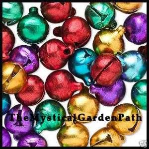 100 Jewel Tones Jingle Bells w/ Tiny Clappers 10mm  