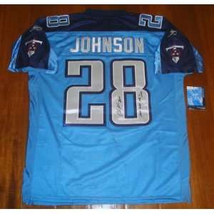  CHRIS JOHNSON Signed lt Blue TITANS Jersey + 2509 yds 