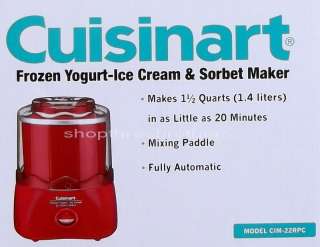 NEW Cuisinart 1 1/2 Quart Ice Cream Maker Frozen Yogurt Sorbet 