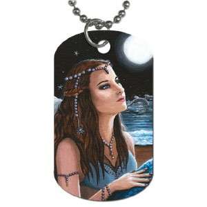 Dog Tag Necklace Ball chain from art painting Mermaid 63, dolphin 