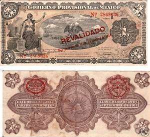 Mexico $ 1 Peso Gobierno Provisional de Mexico S 701b  
