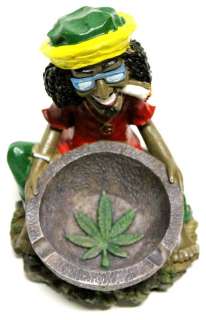 Rasta Man Ashtray with Chronic Marijuana Weed Leaf Symbol  