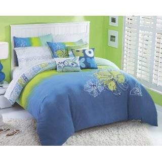Roxy Twin Duvet Comforter Cover & Sham Set   Paradise Stripe Blue 