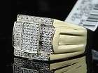 MENS 10K WHITE GOLD PAVE DIAMOND HUGE FACE PINKY RING  