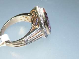 Pear Shape 5.23ct Amethyst Diamond Ring 14k Yellow Gold  