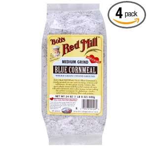 Bobs Red Mill Cornmeal Blue (Medium Grind), 24 ounces (Pack of4)