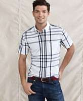 Tommy Hilfiger Shirt, Short Sleeve Slim Fit Couple Shirt