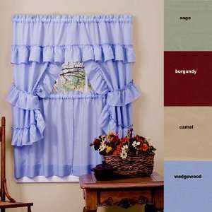   Blake Solid Color Country Cottage Kitchen Curtain Set