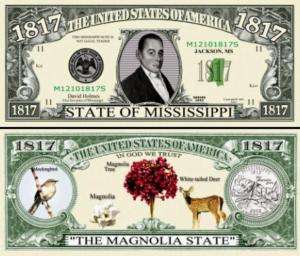 THE STATE OF MISSISSIPPI DOLLAR BILL (2/$1.00)  