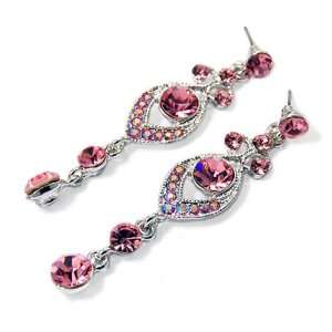    Pink Swarovski Crystal Drop Earrings Fashion Jewelry Jewelry