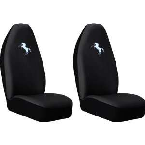   Black Seat Covers Set   Mustang Horse Pony Custom Embroidered Logo