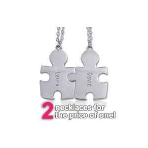  Personalized Sterling Silver Couples Puzzle Necklaces 20   Custom 