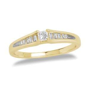 Yellow Gold Princess Cut Diamond Engagement Ring (1/4 cttw, G H Color 