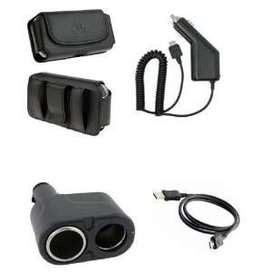 4in1 Car Auto Charger+Leather Case Cover+USB Data Transfer Cable+Dual 
